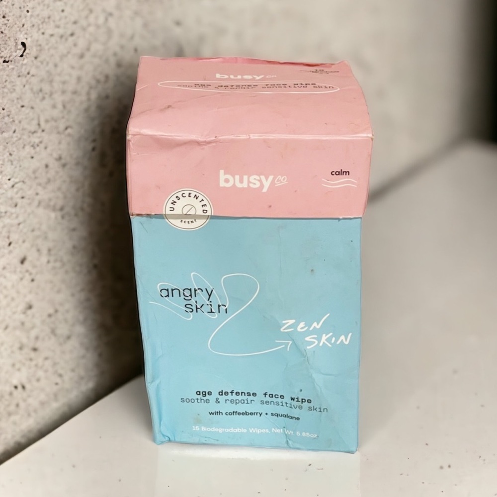 Busy Co Unscented Age Defense Face Wipes Soothe‎ Repair Sensitive Skin Beauty